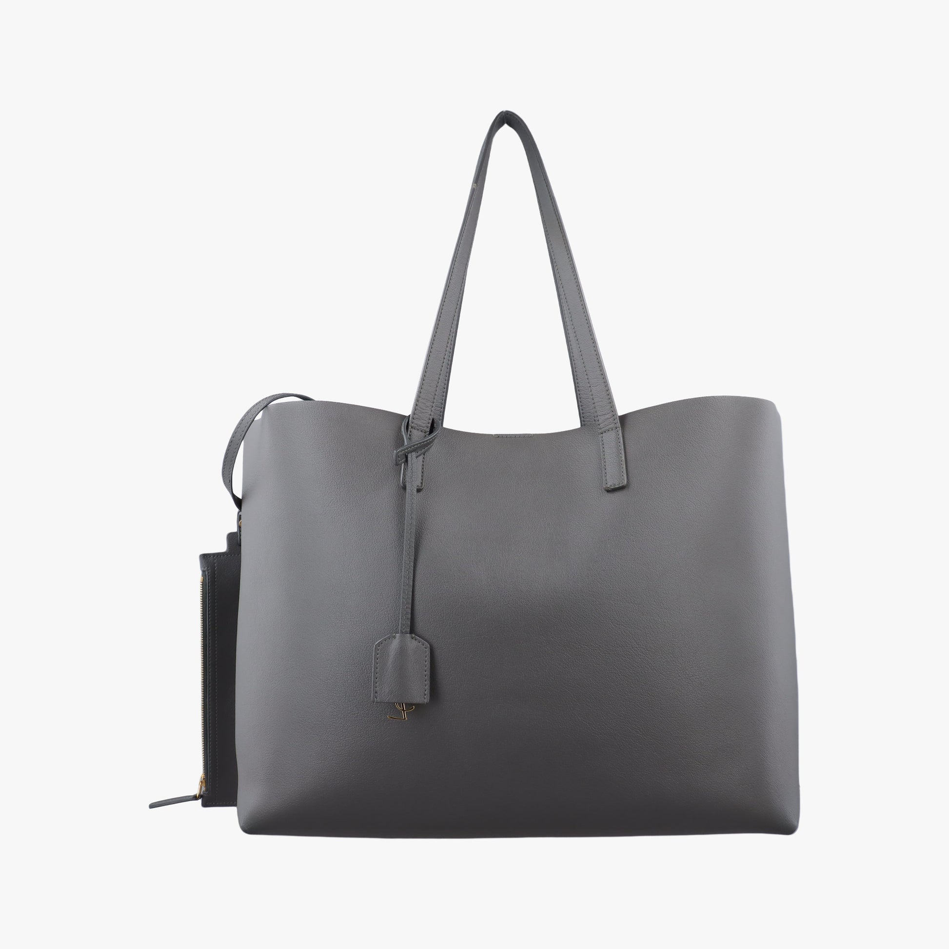 Pre-owned Yves Saint Laurent Shopper Grey Leather 600281 shoulderbag | stylenewstar