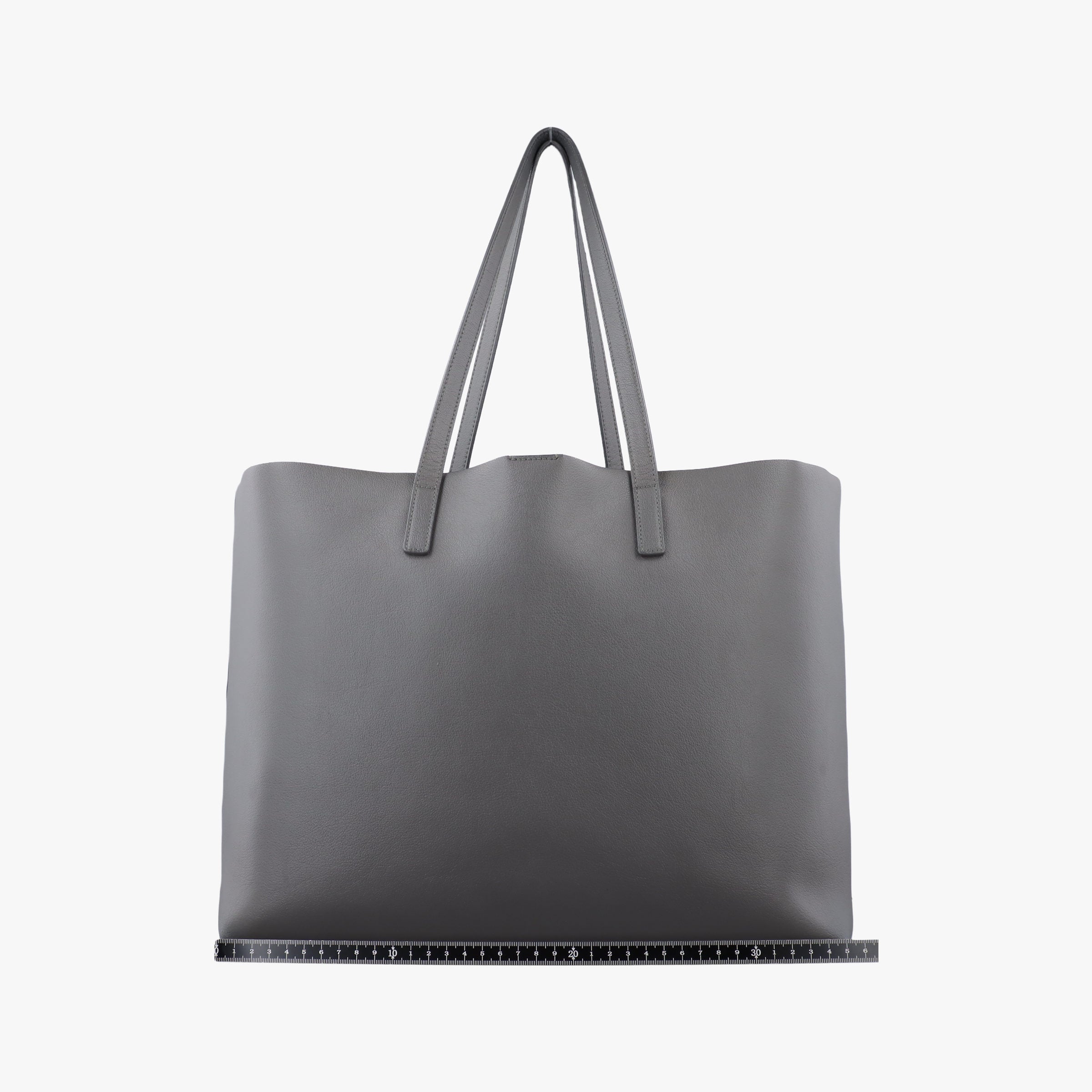 Pre-owned Yves Saint Laurent Shopper Grey Leather 600281 shoulderbag | stylenewstar
