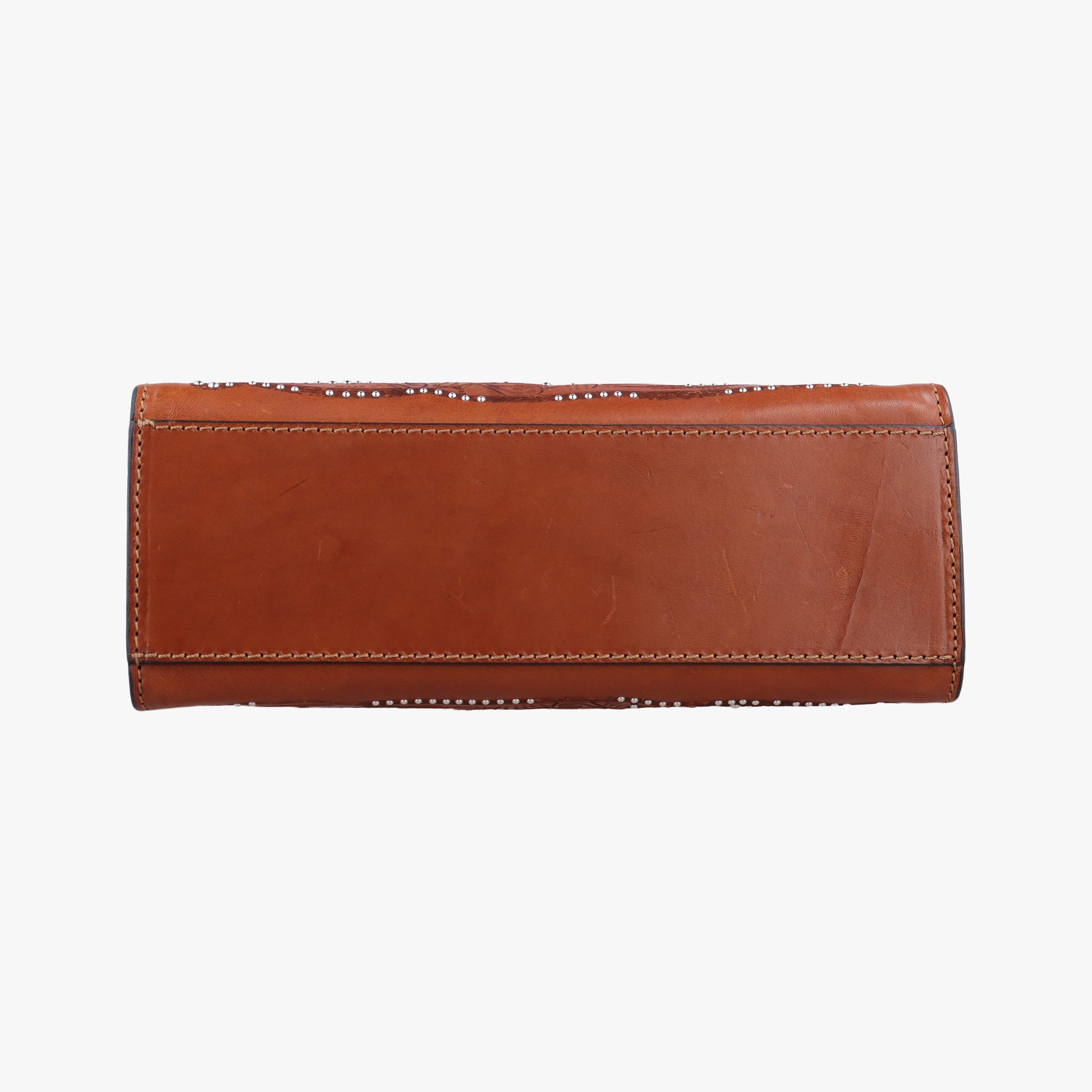 Studded Turn-Lock Brown Leather スタッズ ターンロック ブラウン レザー 