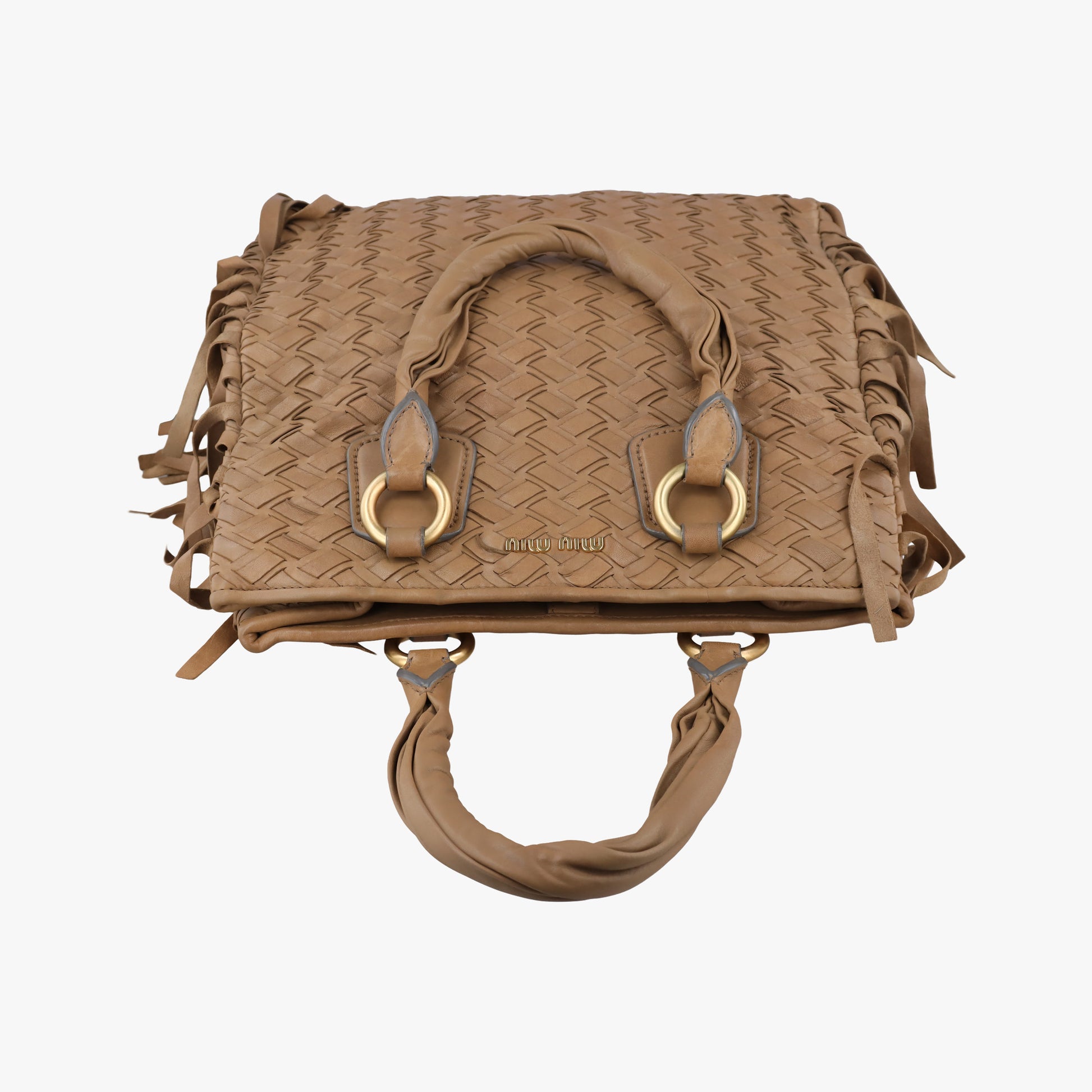 Pre-owned Miu Miu Intrecciato Brown leather  handbag | stylenewstar