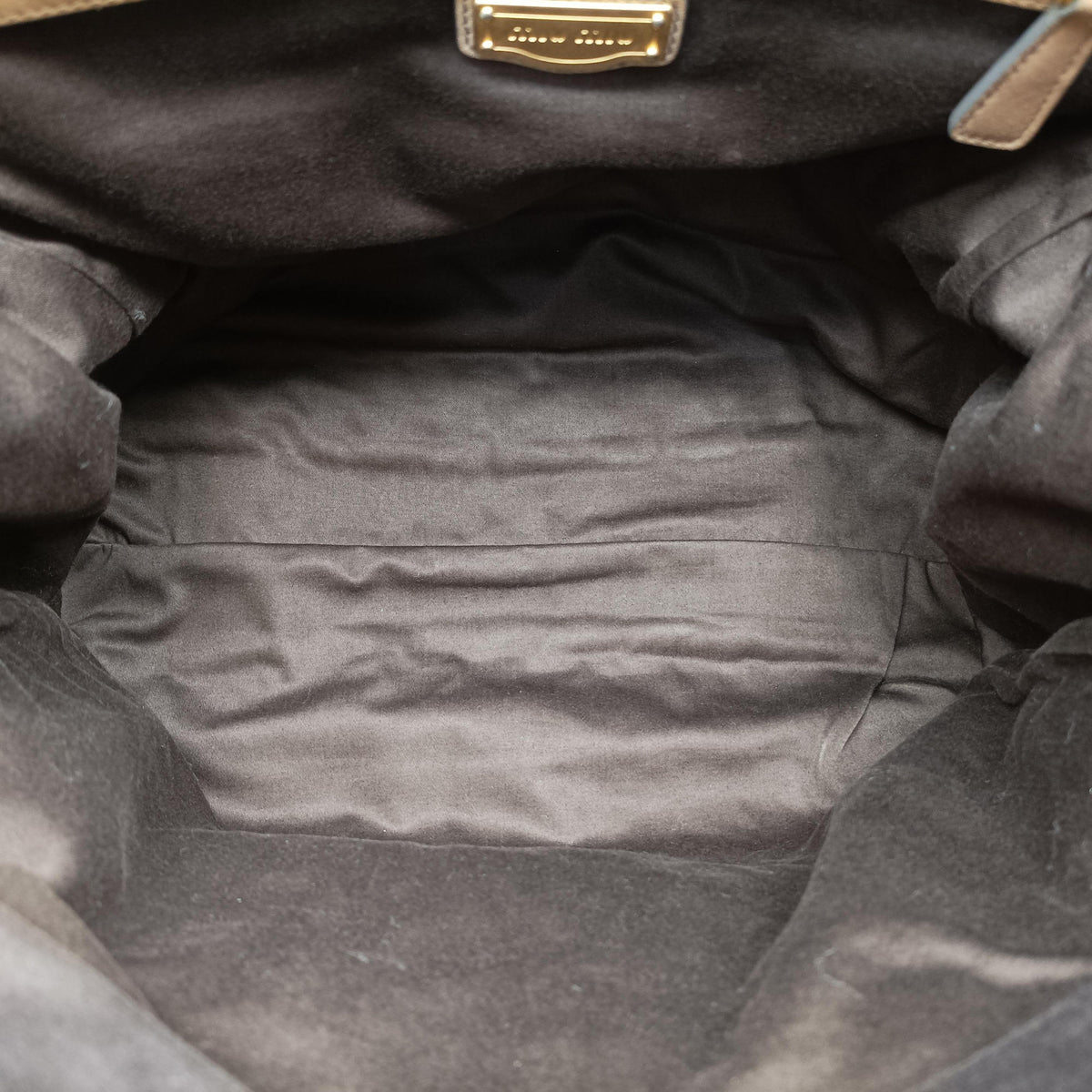 Pre-owned Miu Miu Intrecciato Brown leather  handbag | stylenewstar