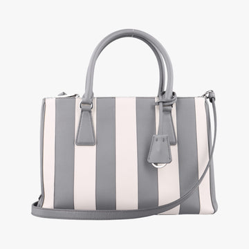 Pre-owned Prada Galleria White× Gray Saffiano Leather  shoulderbag | stylenewstar