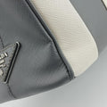 Pre-owned Prada Galleria White× Gray Saffiano Leather  shoulderbag | stylenewstar