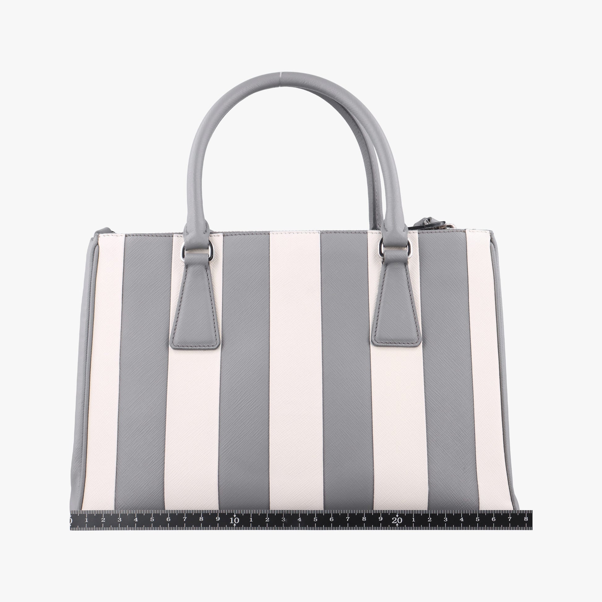 Pre-owned Prada Galleria White× Gray Saffiano Leather  shoulderbag | stylenewstar