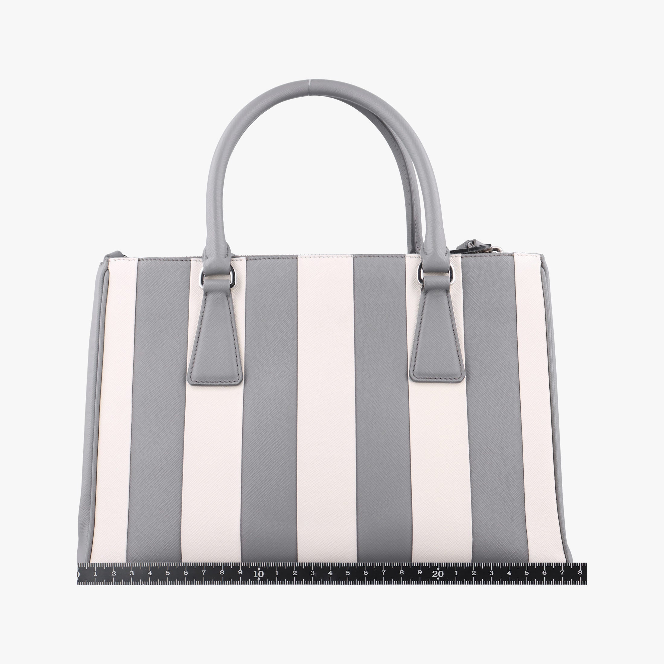 Pre-owned Prada Galleria White× Gray Saffiano Leather  shoulderbag | stylenewstar