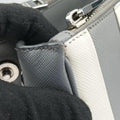Pre-owned Prada Galleria White× Gray Saffiano Leather  shoulderbag | stylenewstar