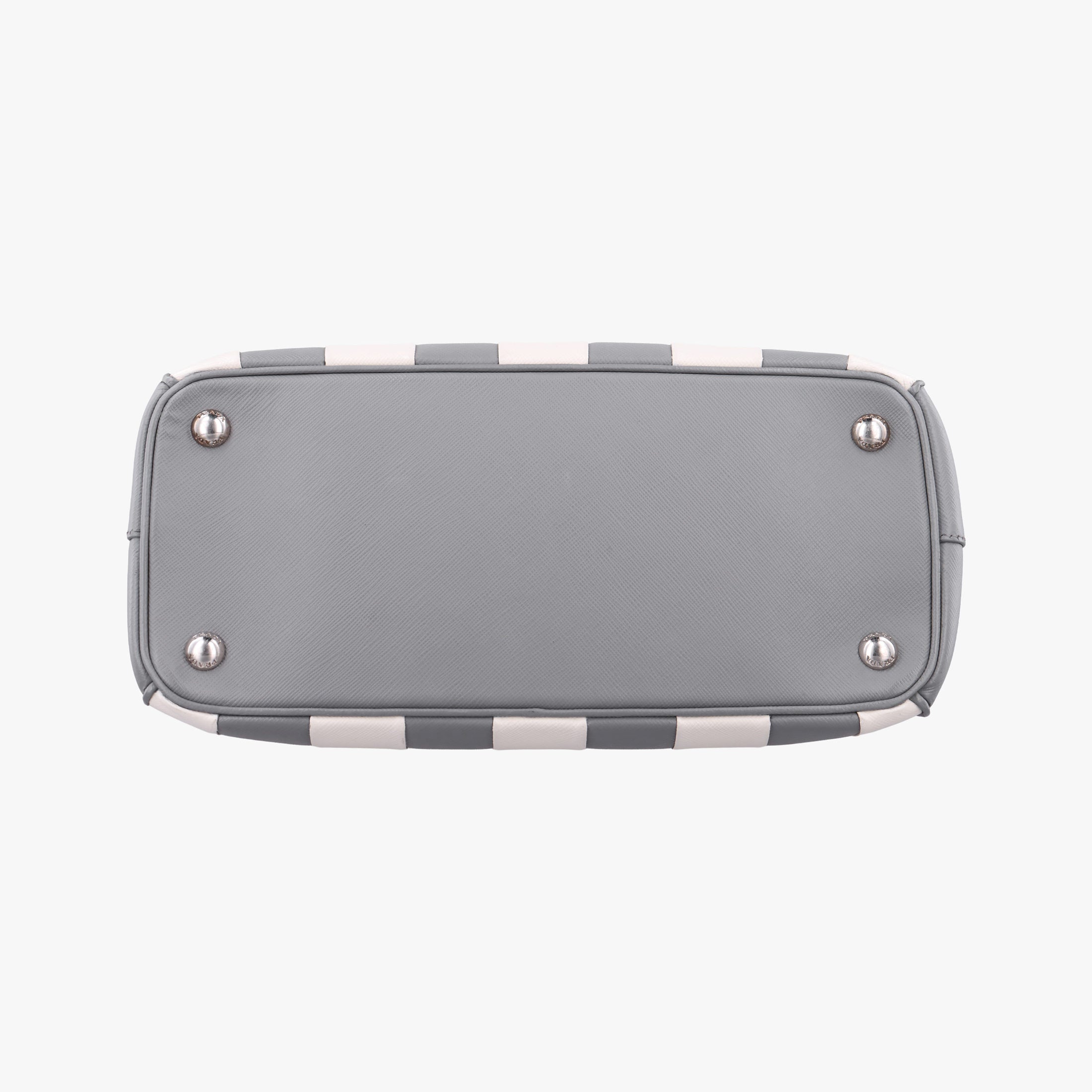 Pre-owned Prada Galleria White× Gray Saffiano Leather  shoulderbag | stylenewstar