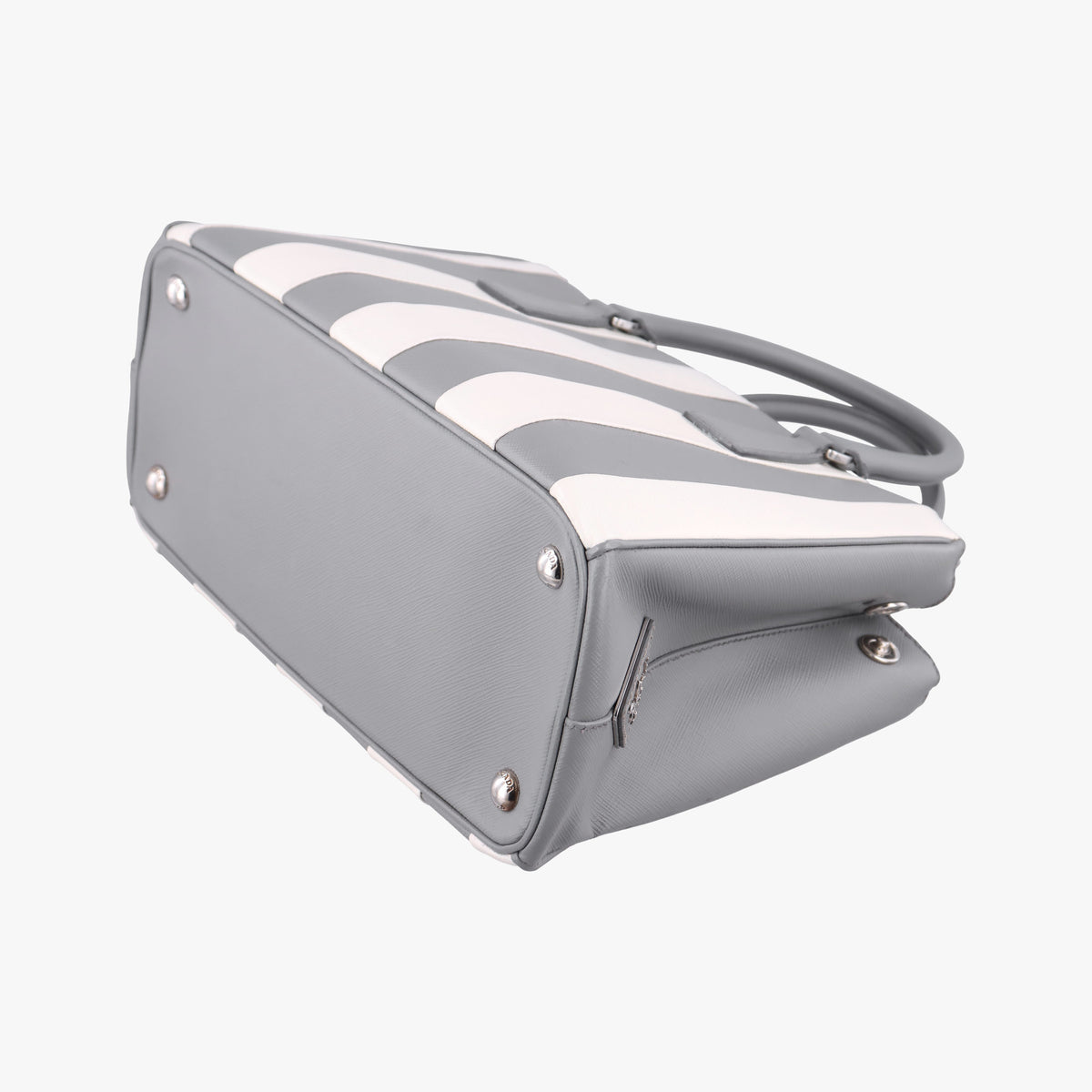 Pre-owned Prada Galleria White× Gray Saffiano Leather  shoulderbag | stylenewstar