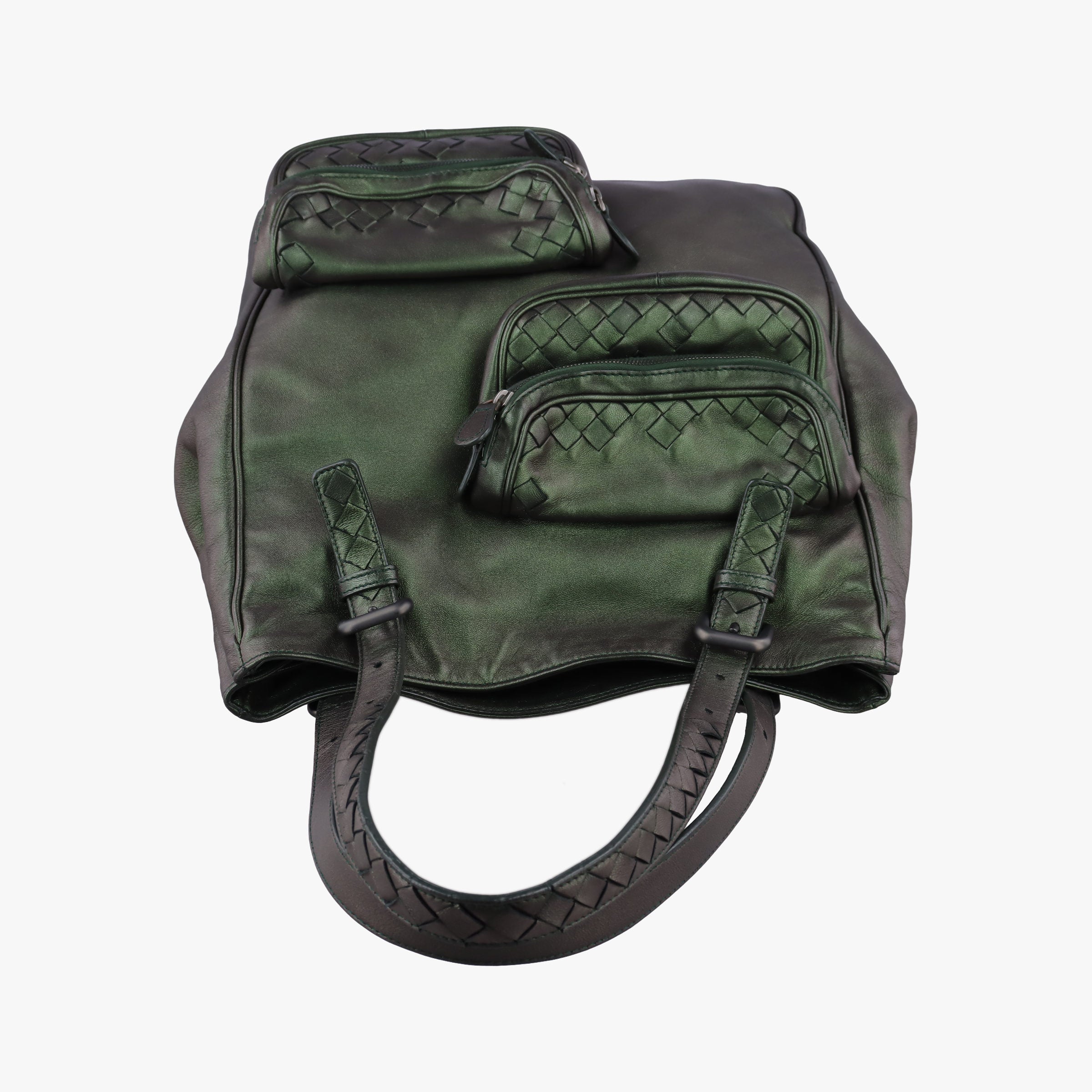 Iridescent Scarabee Iridescent Multi Pocket Tote  Iridescent Green Leather 248520 VP381 3320 EPEV 2010 5026 Aイントレチャート スカラベ マルチポケット イントレチャート トート メタリックグリーン レザー 248520 VP381 3320 EPEV 2010 5026 A
