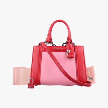 Pre-owned Miu Miu Madras Pink × Red Leather  shoulderbag | stylenewstar