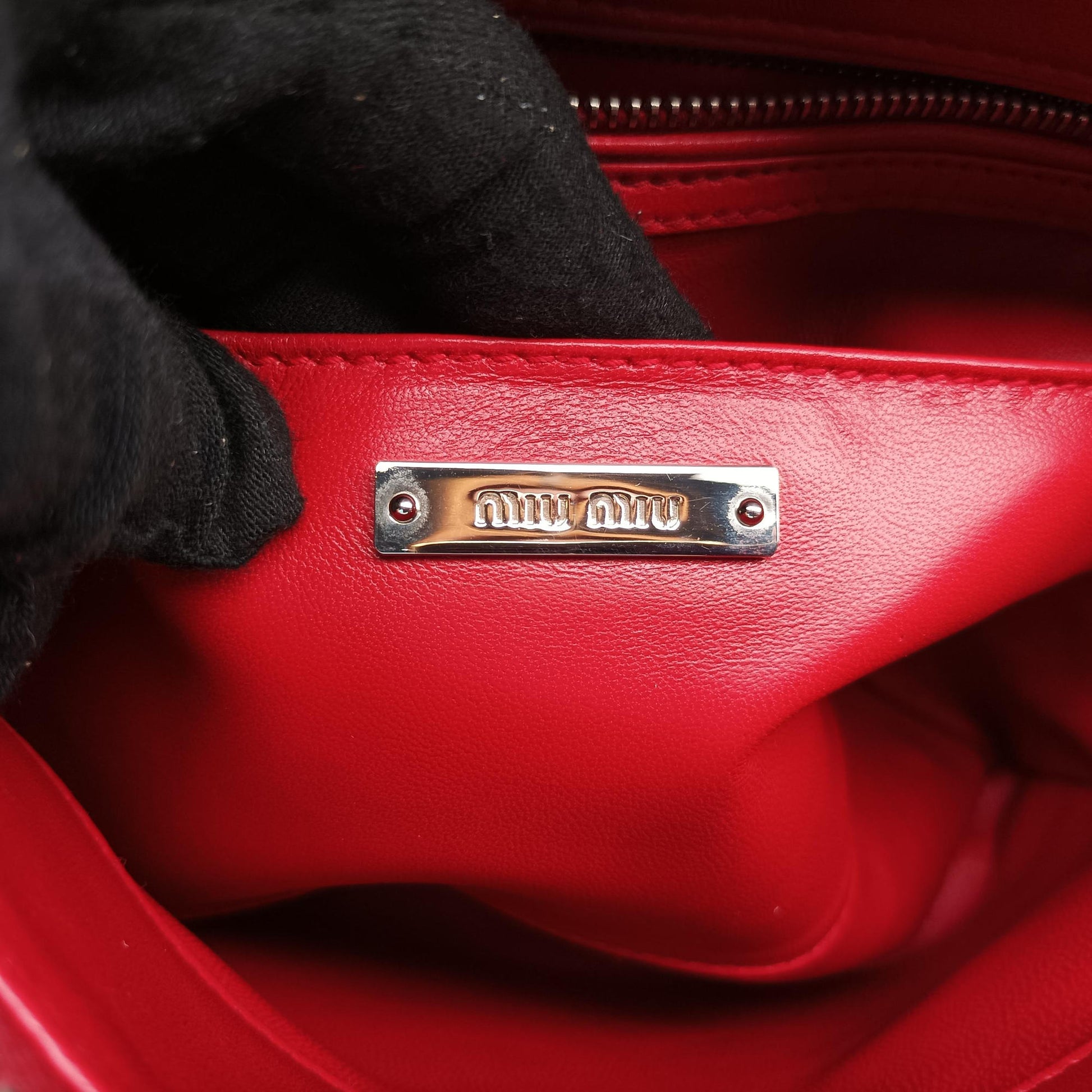 Pre-owned Miu Miu Madras Pink × Red Leather  shoulderbag | stylenewstar