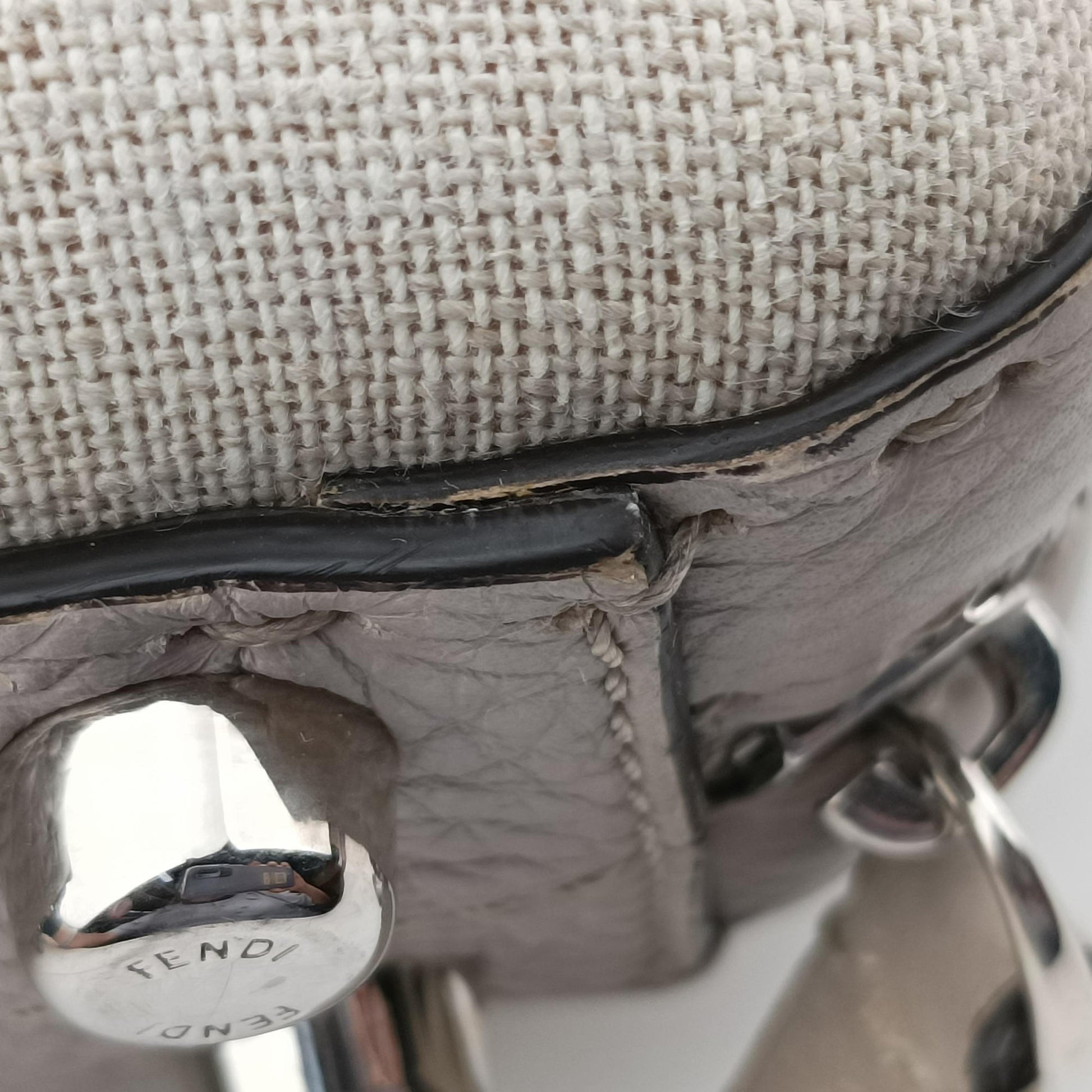 Pre-owned Fendi Travel Beige Canvas ×  Calf Leather 7VA552 shoulderbag | stylenewstar