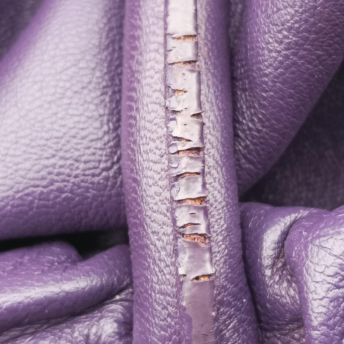 Pre-owned Prada ribbon gather Purple Leather BN1631 shoulderbag | stylenewstar