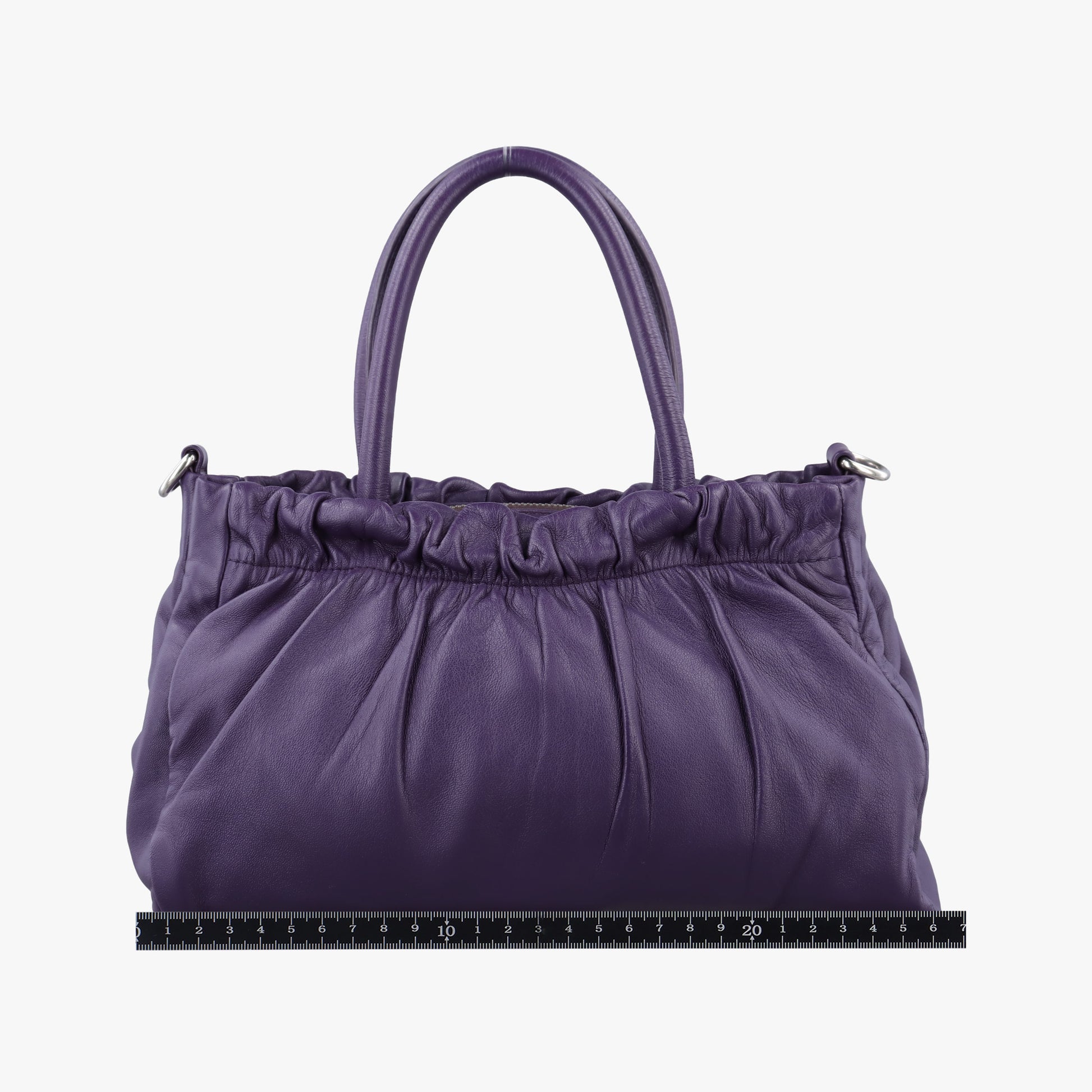 Pre-owned Prada ribbon gather Purple Leather BN1631 shoulderbag | stylenewstar