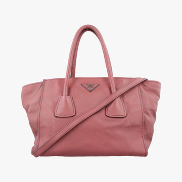 Pre-owned Prada Twin Pocket Winged Tote Pink Leather BN2619 shoulderbag | stylenewstar