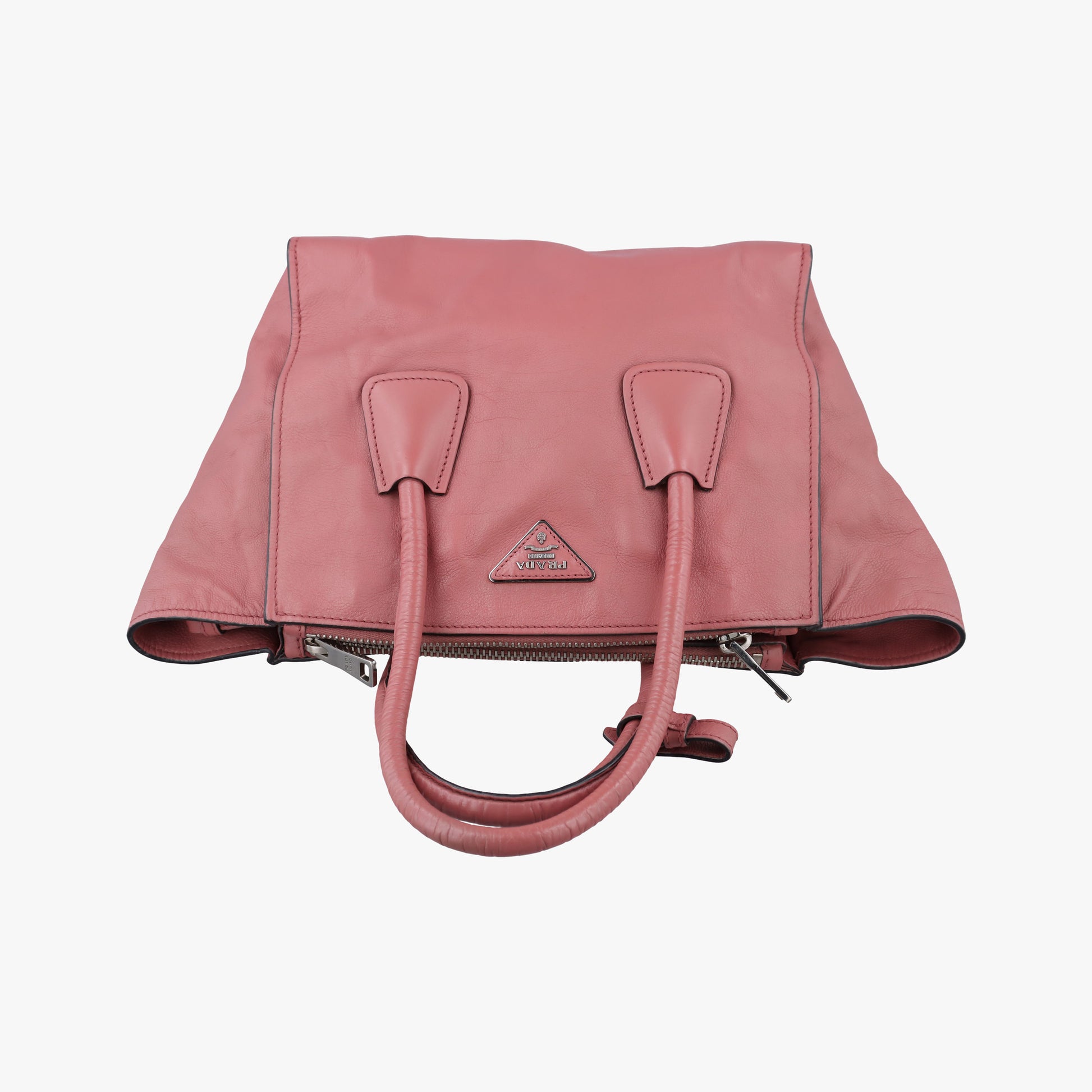 Pre-owned Prada Twin Pocket Winged Tote Pink Leather BN2619 shoulderbag | stylenewstar