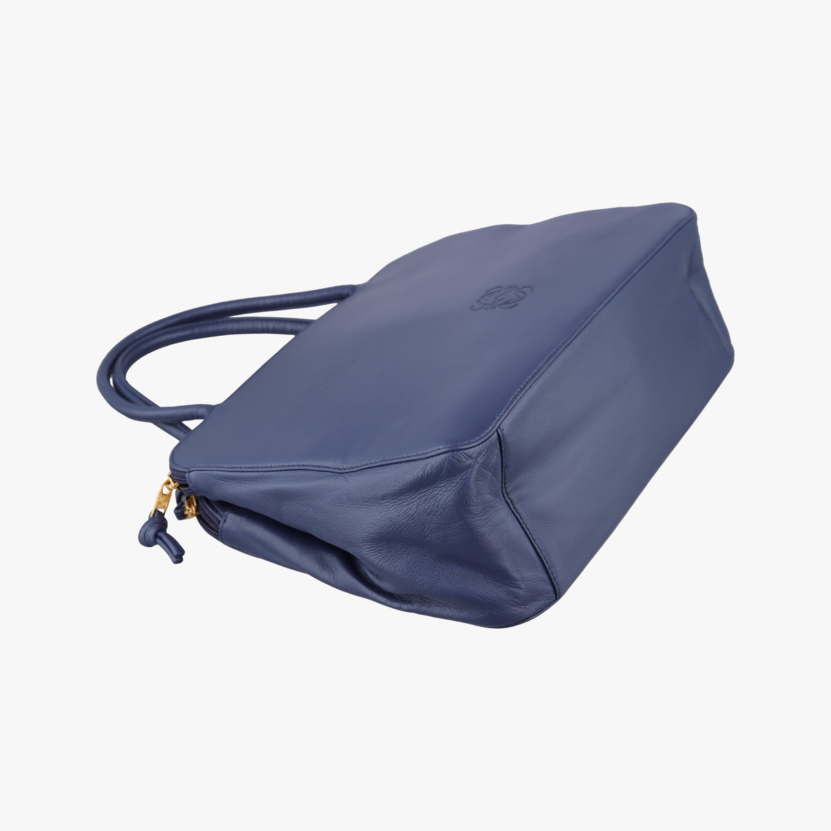 Pre-owned Loewe Anagram Navy Nappa Leather  shoulderbag | stylenewstar