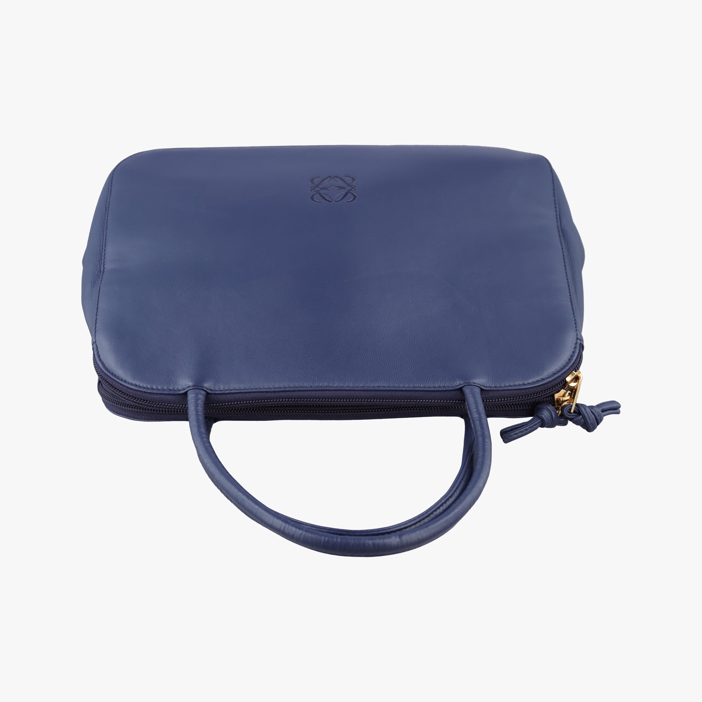 Pre-owned Loewe Anagram Navy Nappa Leather  shoulderbag | stylenewstar