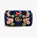 GG Marmont Navy×Multicolour velour 443497 G026102843GGマーモント ネイビー×マルチカラー ベロア 443497 G026102843