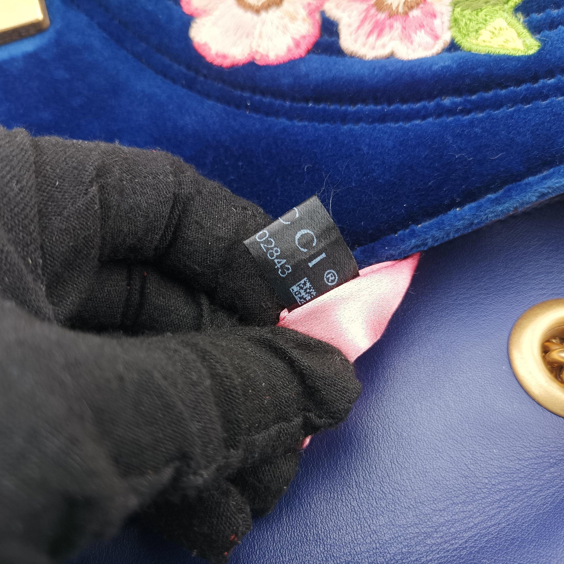 GG Marmont Navy×Multicolour velour 443497 G026102843GGマーモント ネイビー×マルチカラー ベロア 443497 G026102843