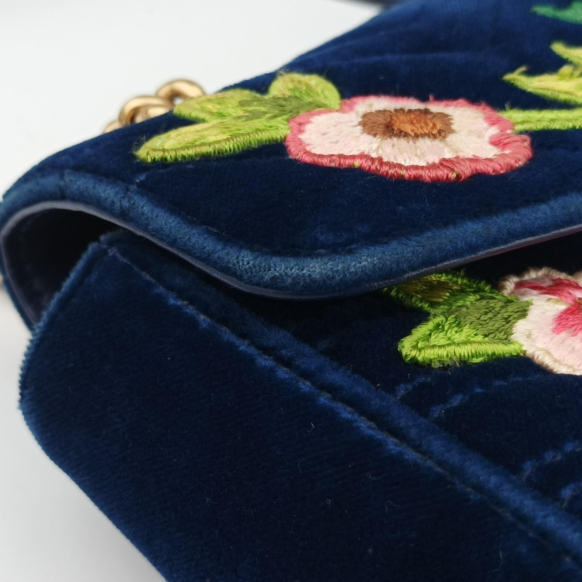 GG Marmont Navy×Multicolour velour 443497 G026102843GGマーモント ネイビー×マルチカラー ベロア 443497 G026102843