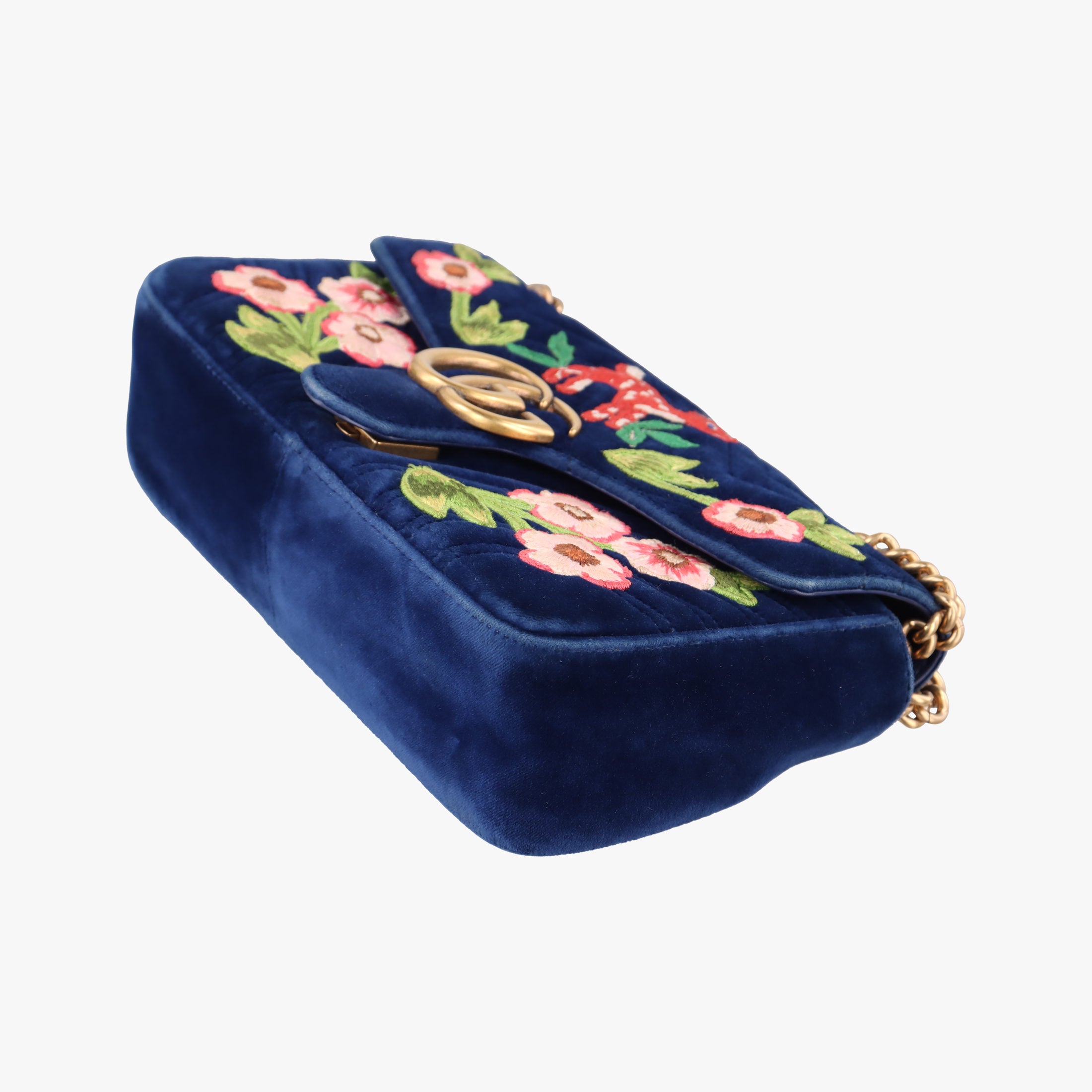 GG Marmont Navy×Multicolour velour 443497 G026102843GGマーモント ネイビー×マルチカラー ベロア 443497 G026102843