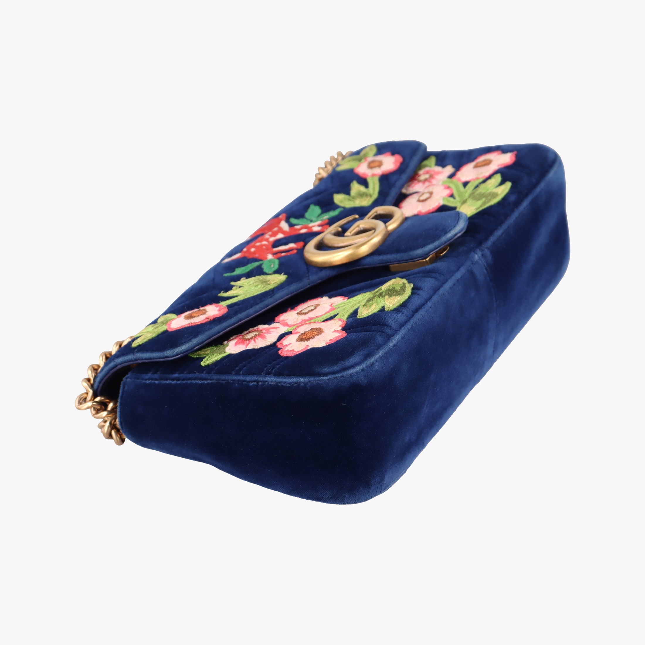 GG Marmont Navy×Multicolour velour 443497 G026102843GGマーモント ネイビー×マルチカラー ベロア 443497 G026102843