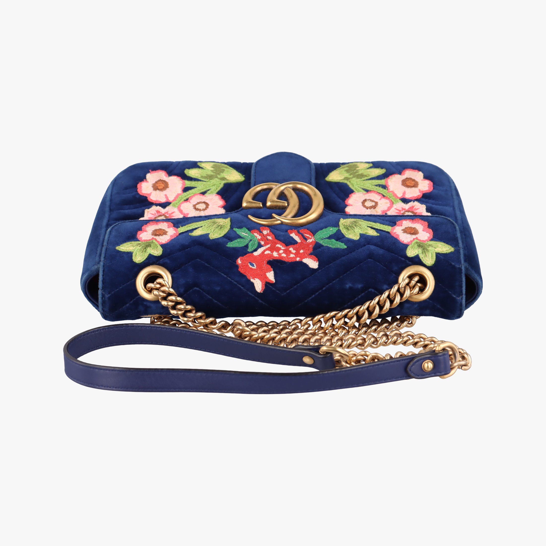 GG Marmont Navy×Multicolour velour 443497 G026102843GGマーモント ネイビー×マルチカラー ベロア 443497 G026102843