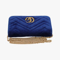 Secondhand Gucci GG Marmont Blue velour 488426 shoulderbag | stylenewstar