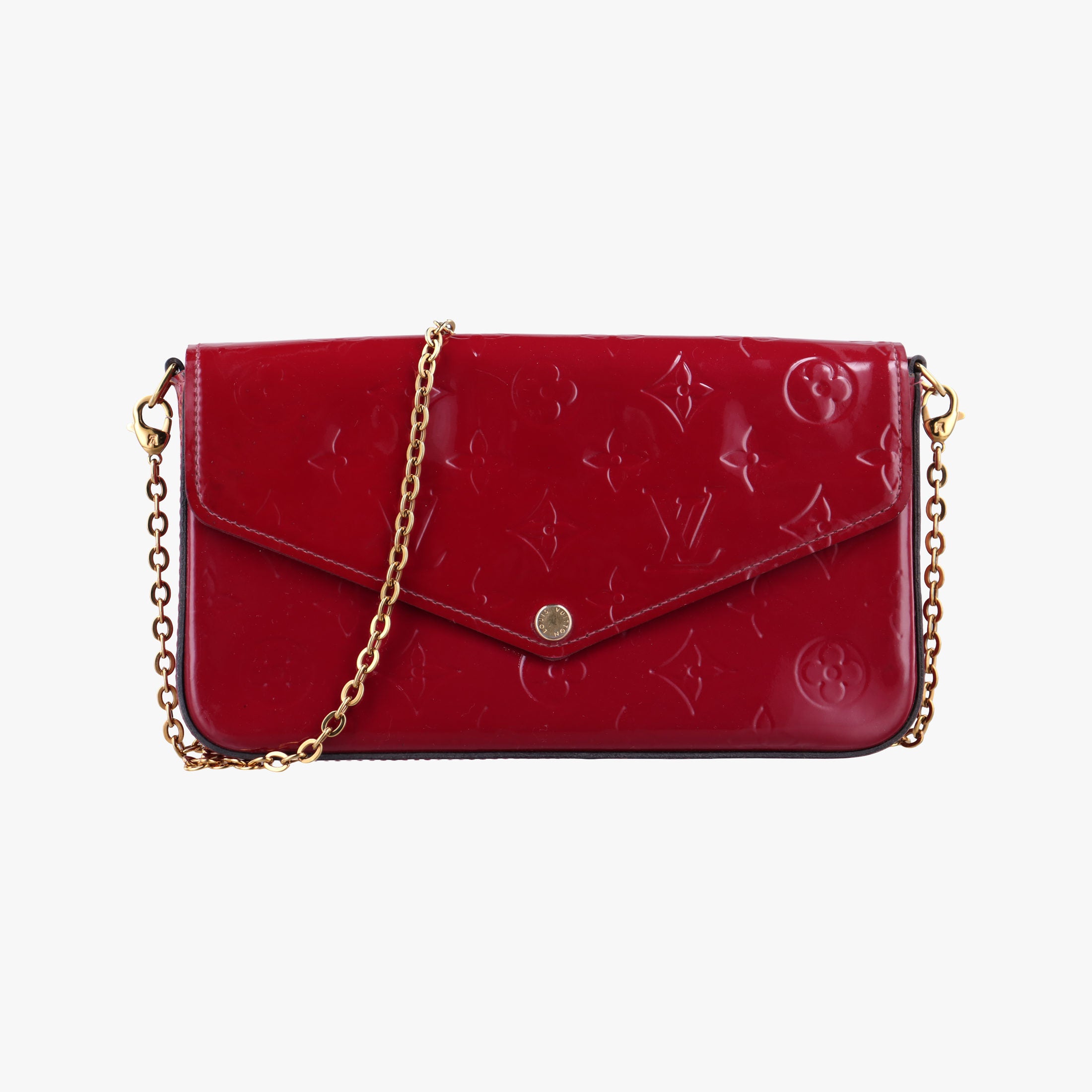 Pre-owned Louis Vuitton Pochette Felicie CERISE Vernis M61293 shoulderbag | stylenewstar