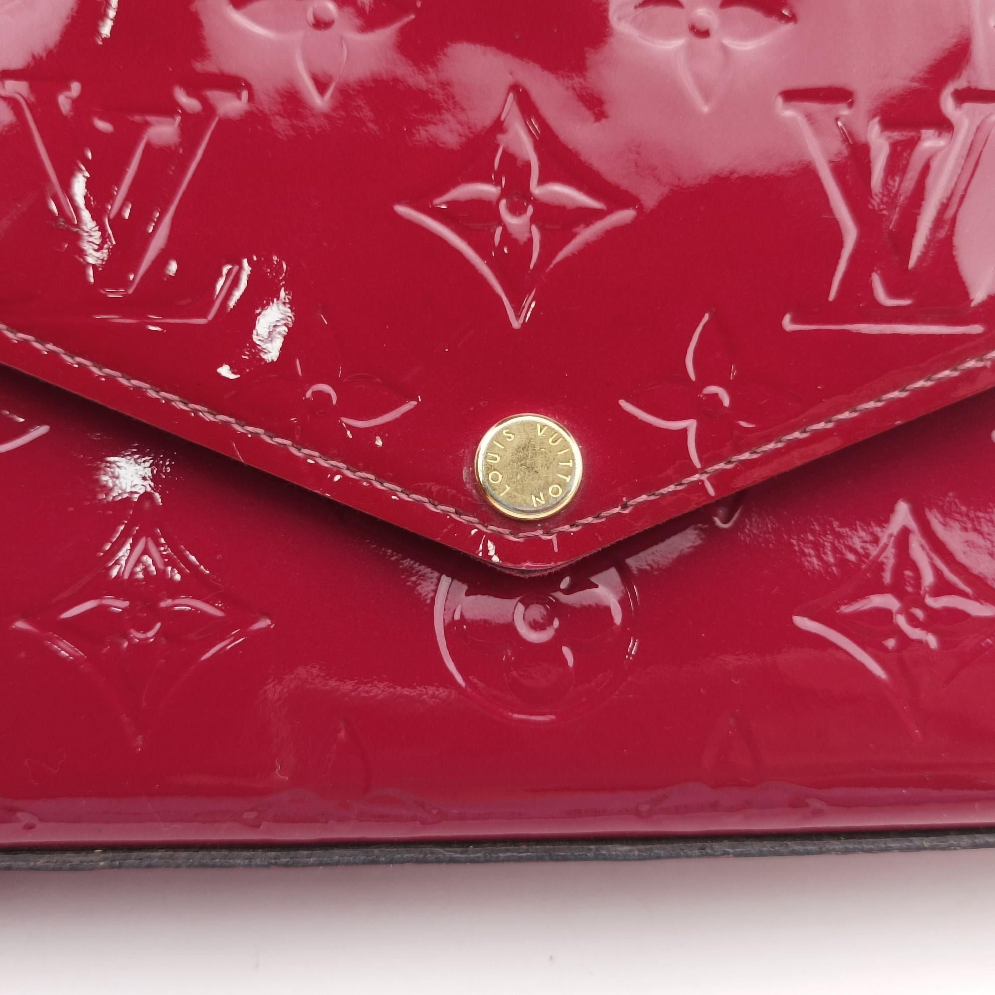 Pre-owned Louis Vuitton Pochette Felicie CERISE Vernis M61293 shoulderbag | stylenewstar