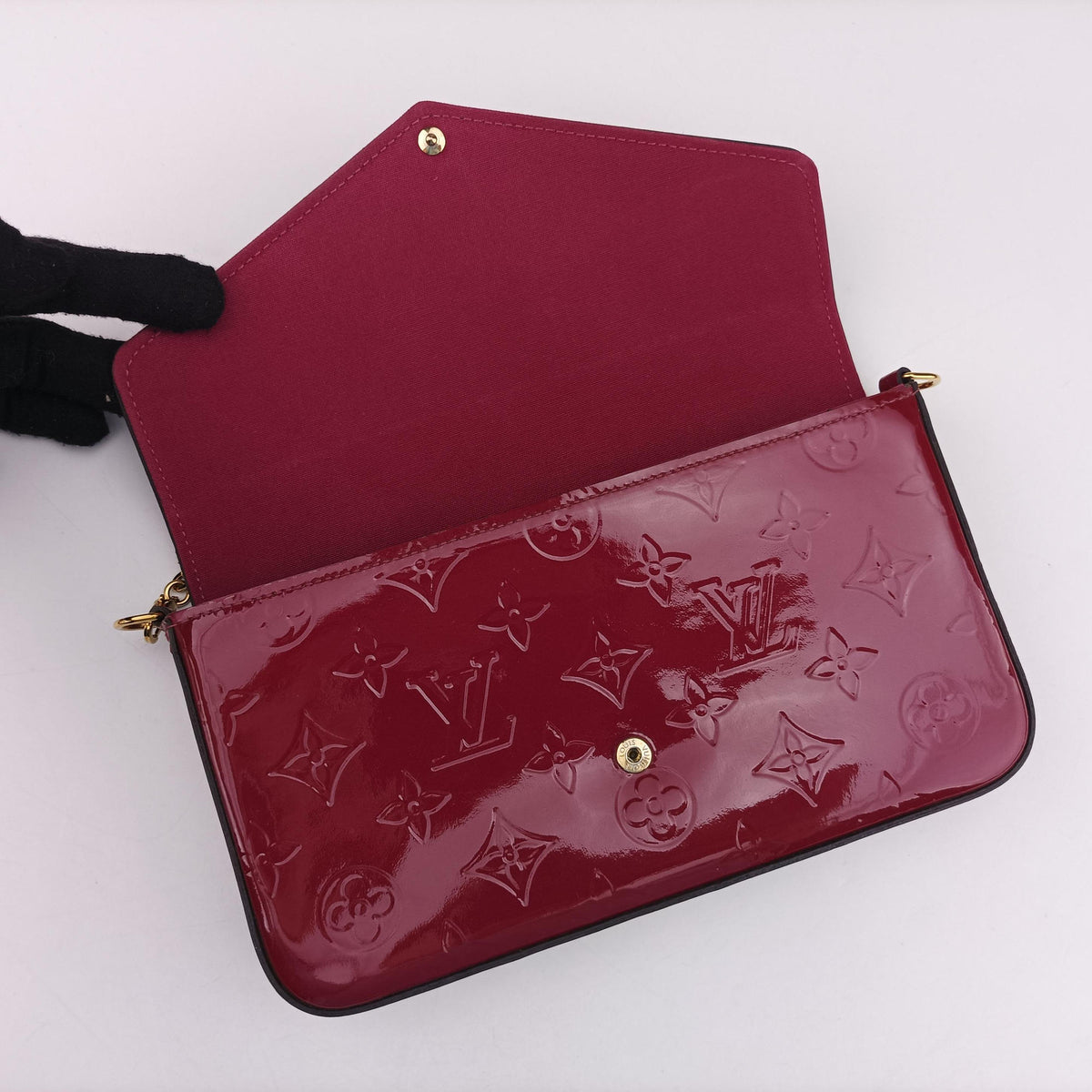 Pre-owned Louis Vuitton Pochette Felicie CERISE Vernis M61293 shoulderbag | stylenewstar