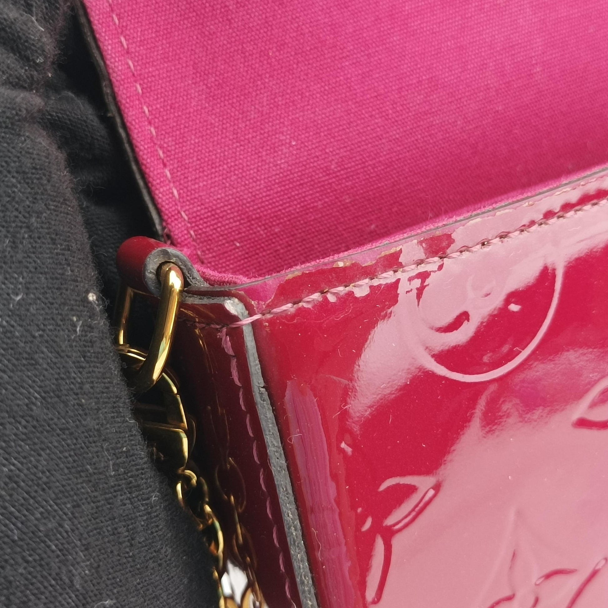 Pre-owned Louis Vuitton Pochette Felicie CERISE Vernis M61293 shoulderbag | stylenewstar