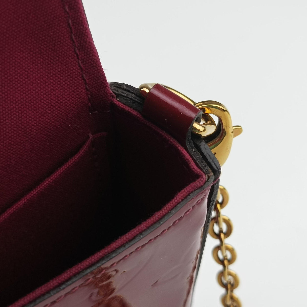 Pre-owned Louis Vuitton Pochette Felicie CERISE Vernis M61293 shoulderbag | stylenewstar