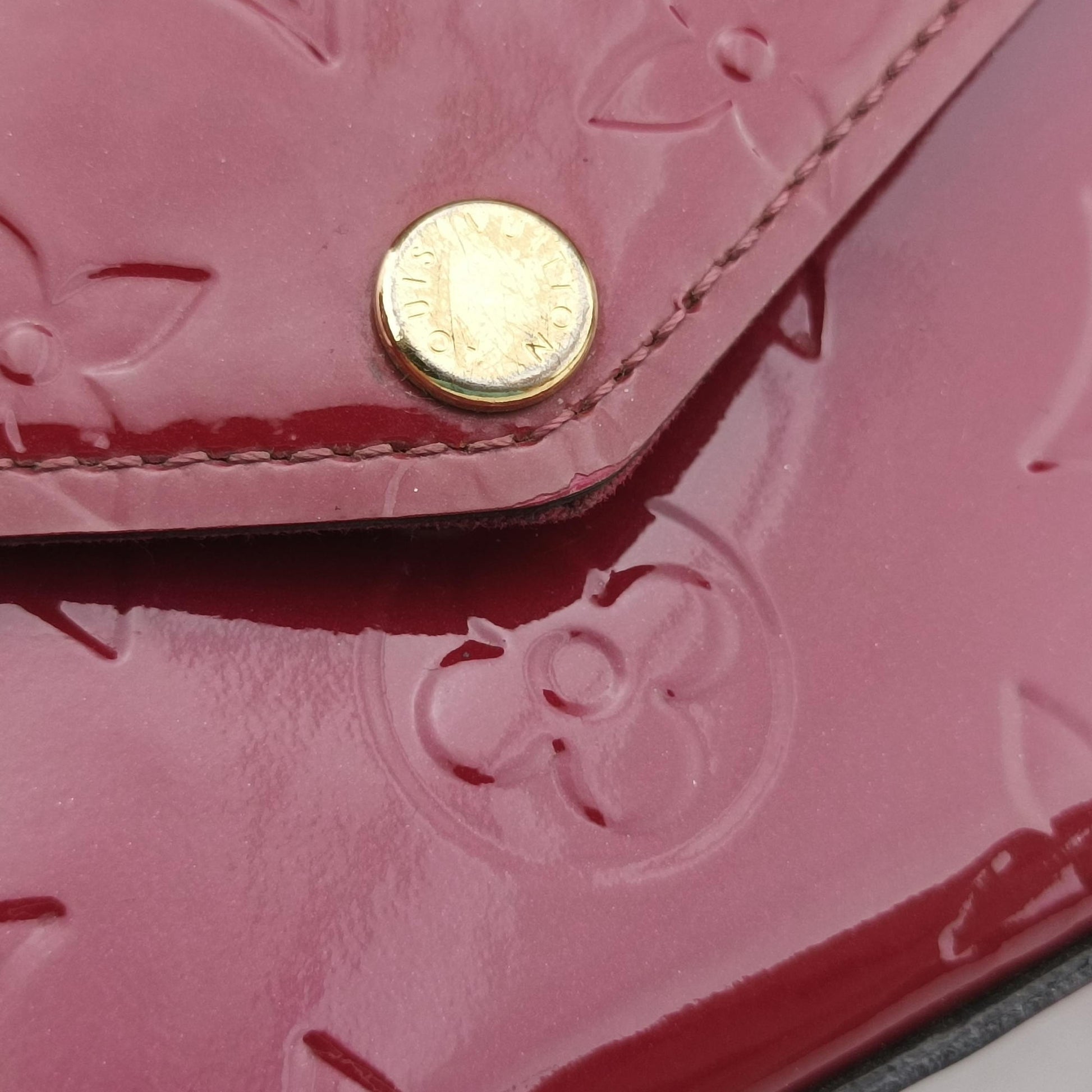 Pre-owned Louis Vuitton Pochette Felicie CERISE Vernis M61293 shoulderbag | stylenewstar