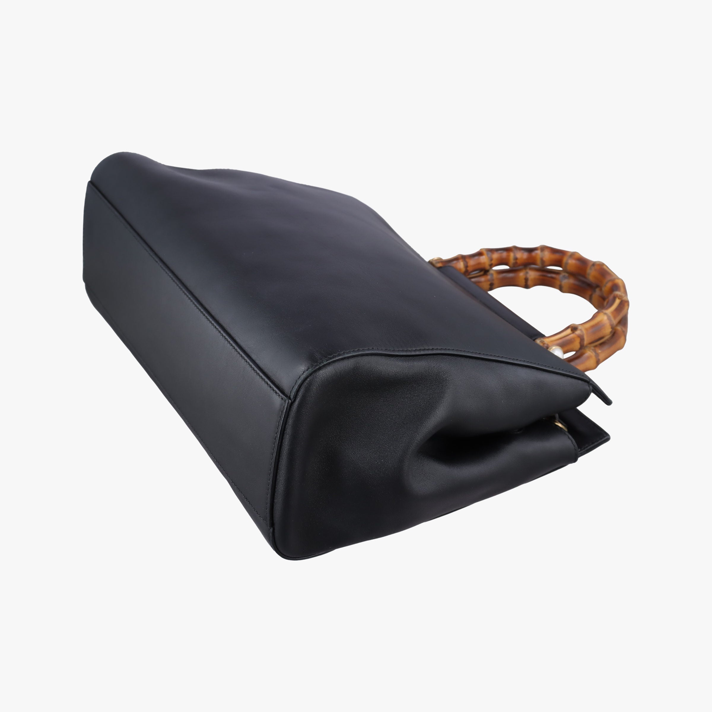 Bamboo Nymphaea Medium Top Handle Black Leather 453766 G020802530バンブー ニムフェア ミディアム ブラック レザー 453766 G020802530