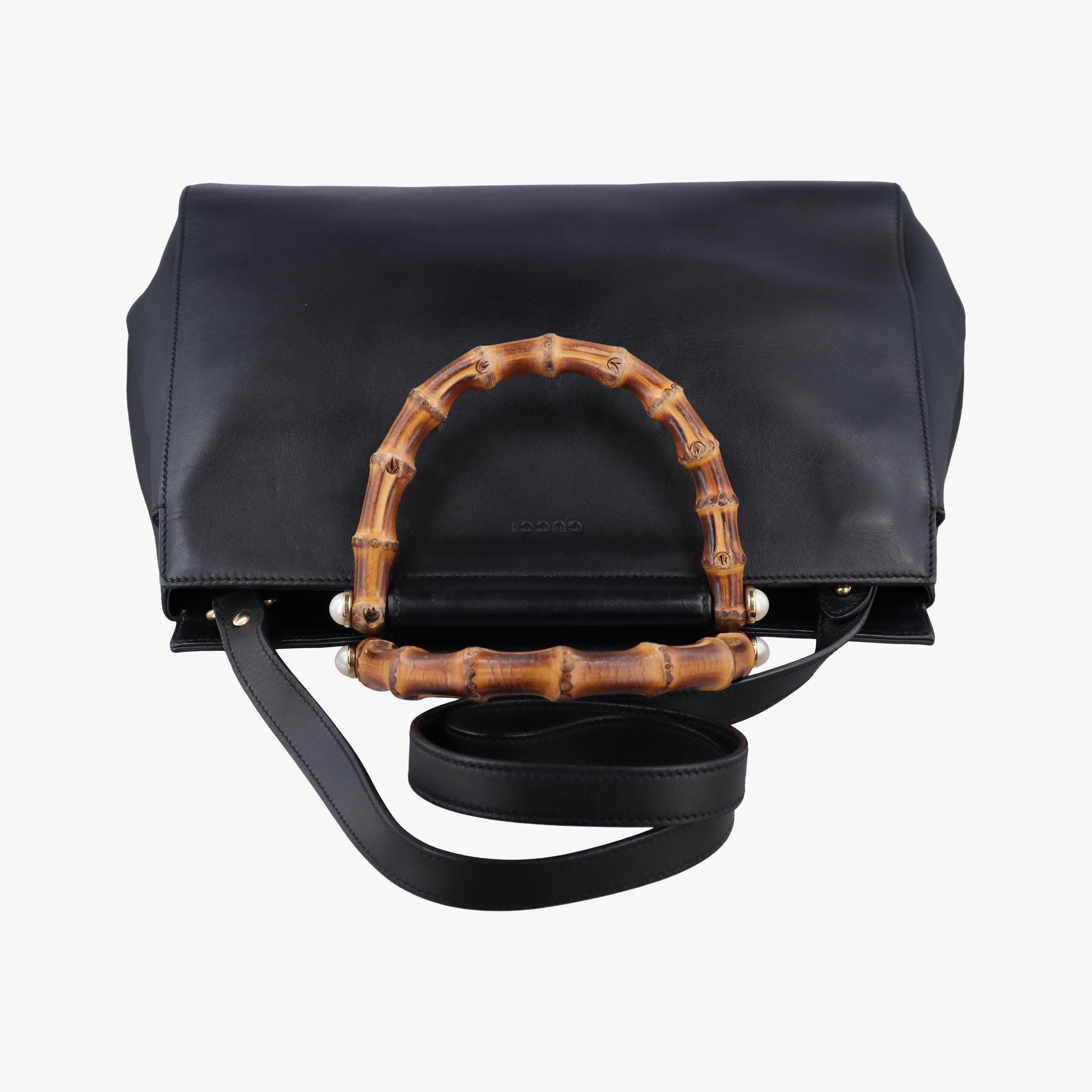 Bamboo Nymphaea Medium Top Handle Black Leather 453766 G020802530バンブー ニムフェア ミディアム ブラック レザー 453766 G020802530