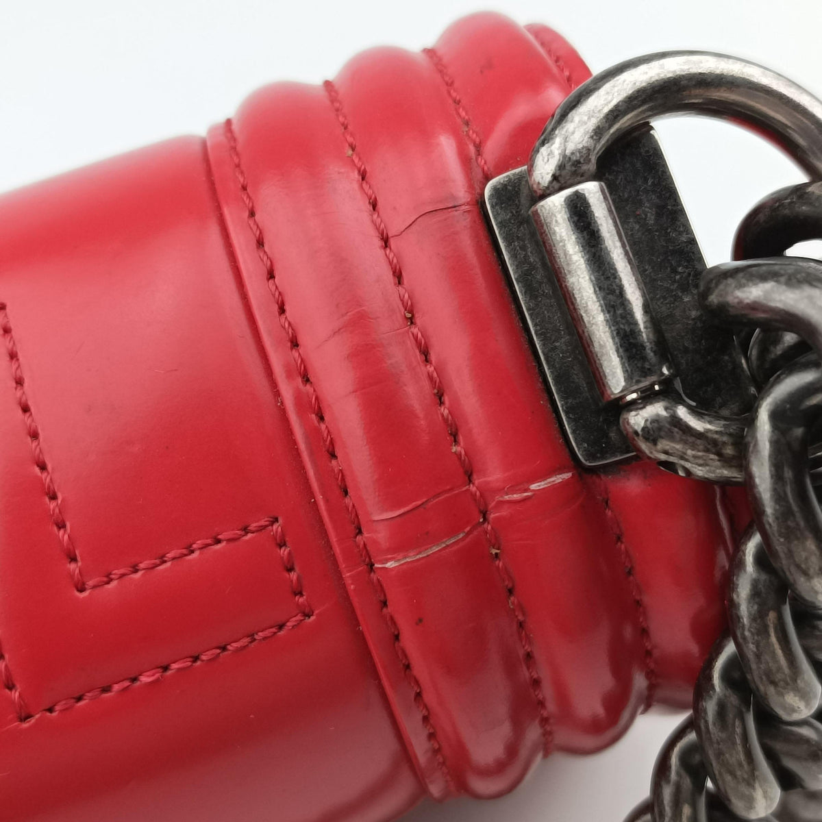 Pre-owned Chanel BOY CHANEL Red Leather A67086 shoulderbag | stylenewstar