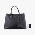 Vintage Prada Double Cuir Black SAFFIANO Leather B2756T handbag | stylenewstar