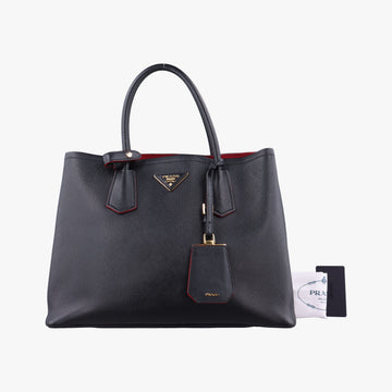 Vintage Prada Double Cuir Black SAFFIANO Leather B2756T handbag | stylenewstar