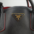 Vintage Prada Double Cuir Black SAFFIANO Leather B2756T handbag | stylenewstar
