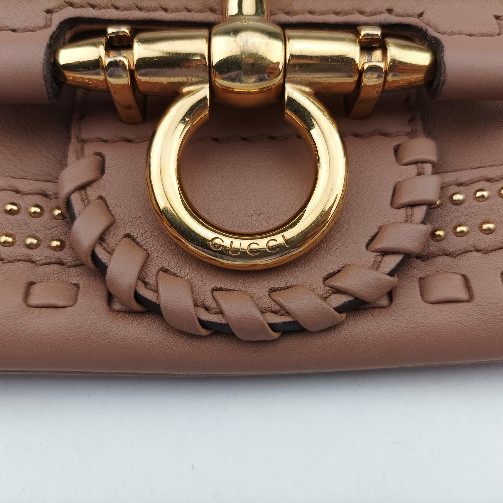 Pre-owned Gucci Snaffle Bit Brown leather 263984 handbag | stylenewstar