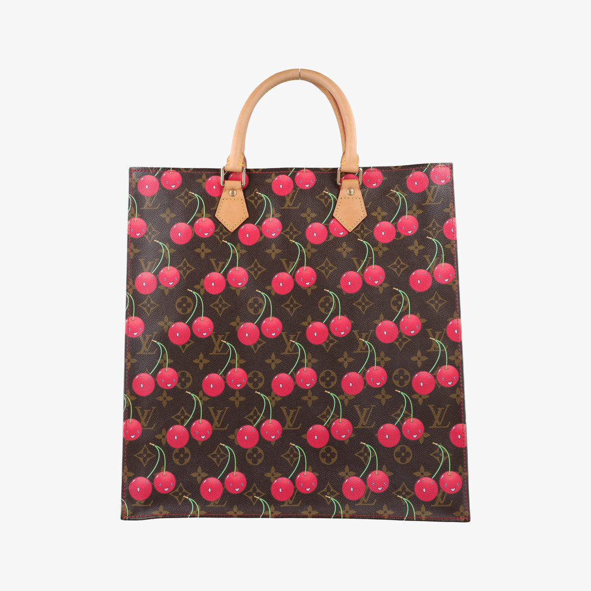Pre-owned Louis Vuitton Cherry Sac Plat Brown×Cherry Print Monogram Canvas M95010 handbag | stylenewstar