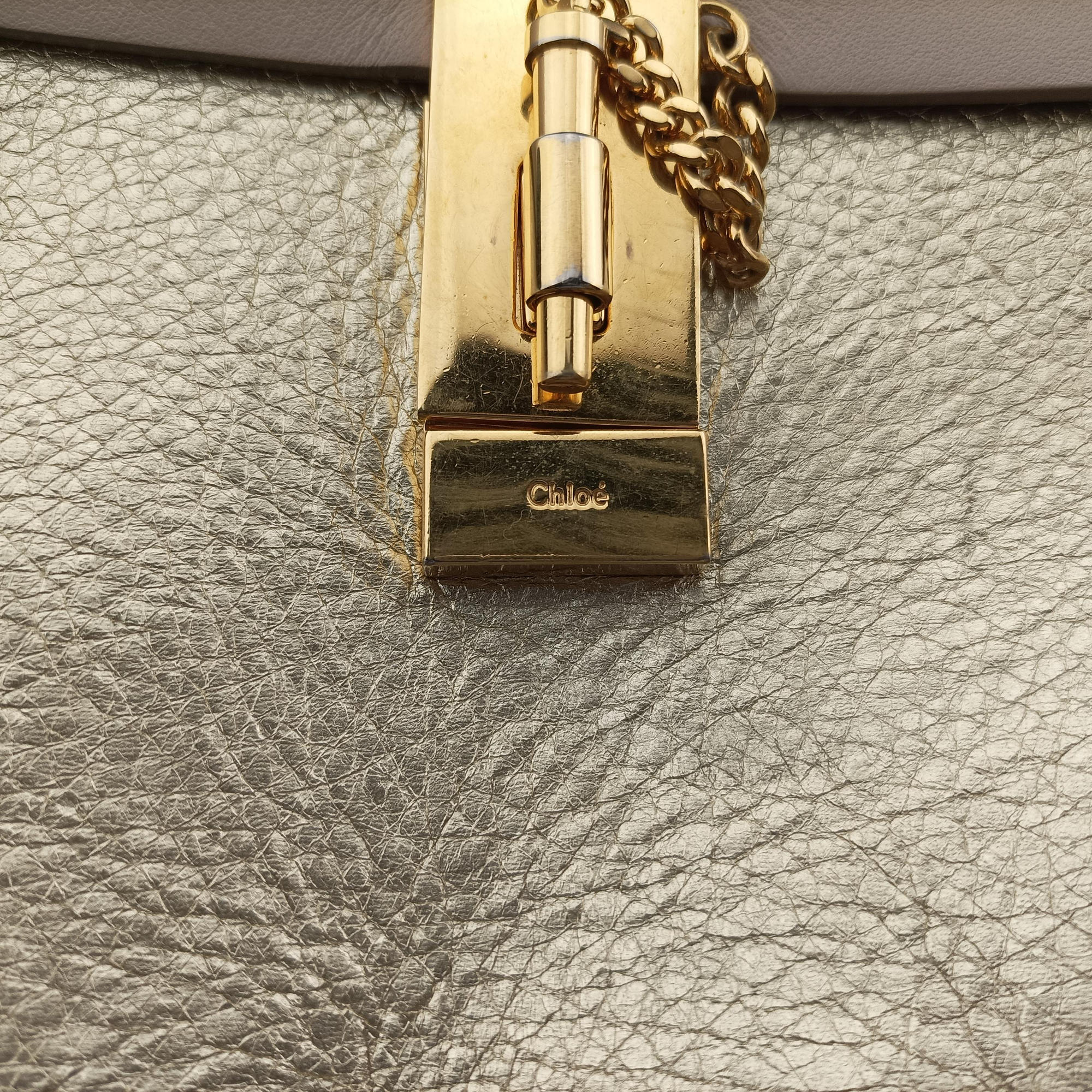 Pre-owned Chloe DREW Pink×Gold Leather  shoulderbag | stylenewstar