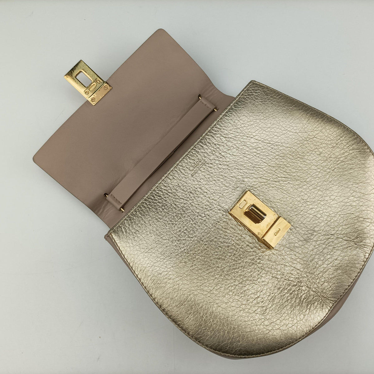 Pre-owned Chloe DREW Pink×Gold Leather  shoulderbag | stylenewstar