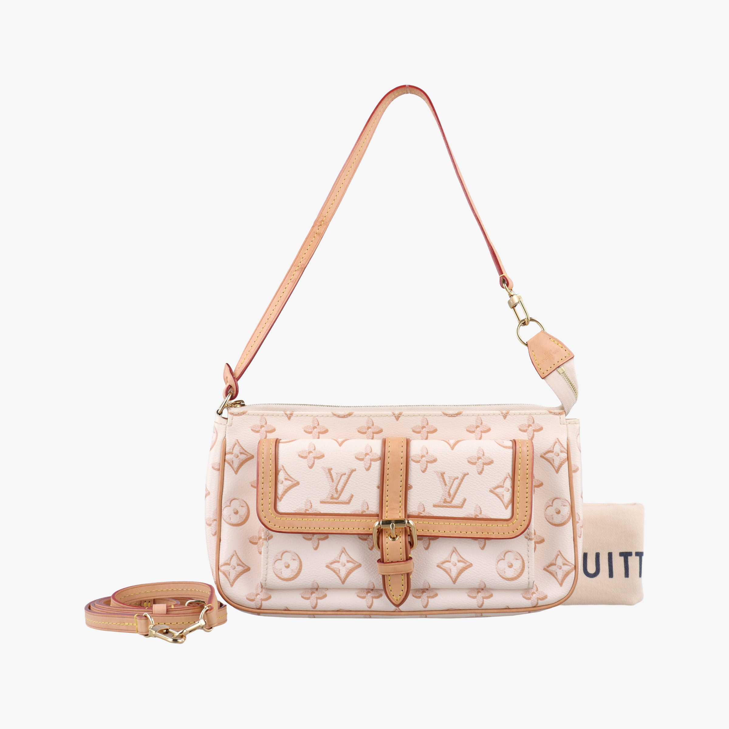 Maxi Pochette Accessoires Ivory x Brown PVC-coated canvas M20920 IC Chipマキシ ポシェット アクセソワール アイボリーxブラウン PVCコーティングキャンバス M20920 ICチップ