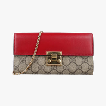 Padlock Chain beige×red×multi PVC coated canvas×Leather 453506 パドロック チェーン ベージュ×レッド×マルチ PVCコーティングキャンバス×レザー 453506 