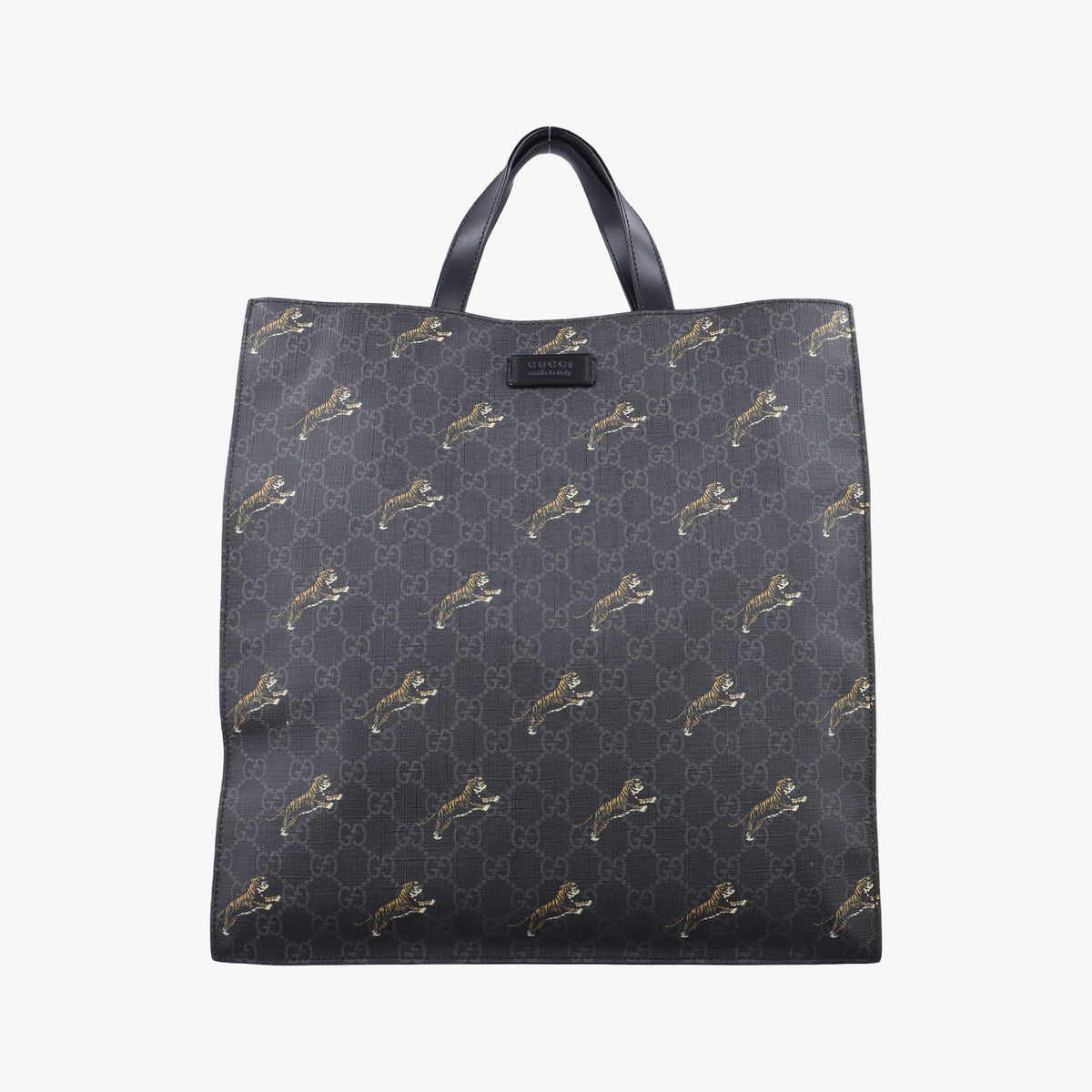 Pre-owned Gucci GG Supreme Tiger Black PVC coated canvas 495559 handbag | stylenewstar