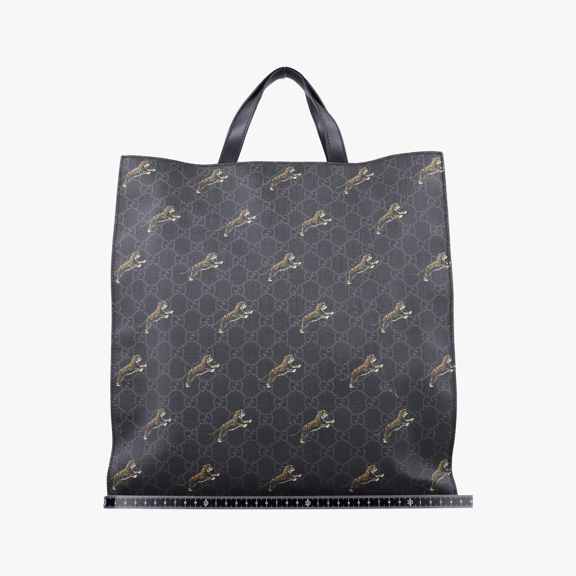 Pre-owned Gucci GG Supreme Tiger Black PVC coated canvas 495559 handbag | stylenewstar
