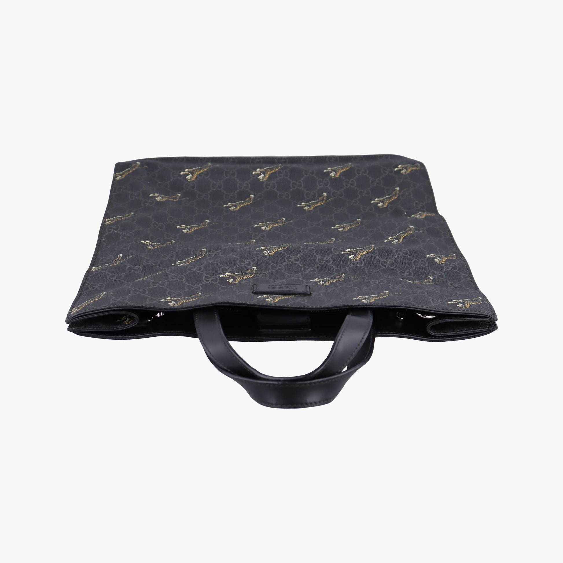 Pre-owned Gucci GG Supreme Tiger Black PVC coated canvas 495559 handbag | stylenewstar